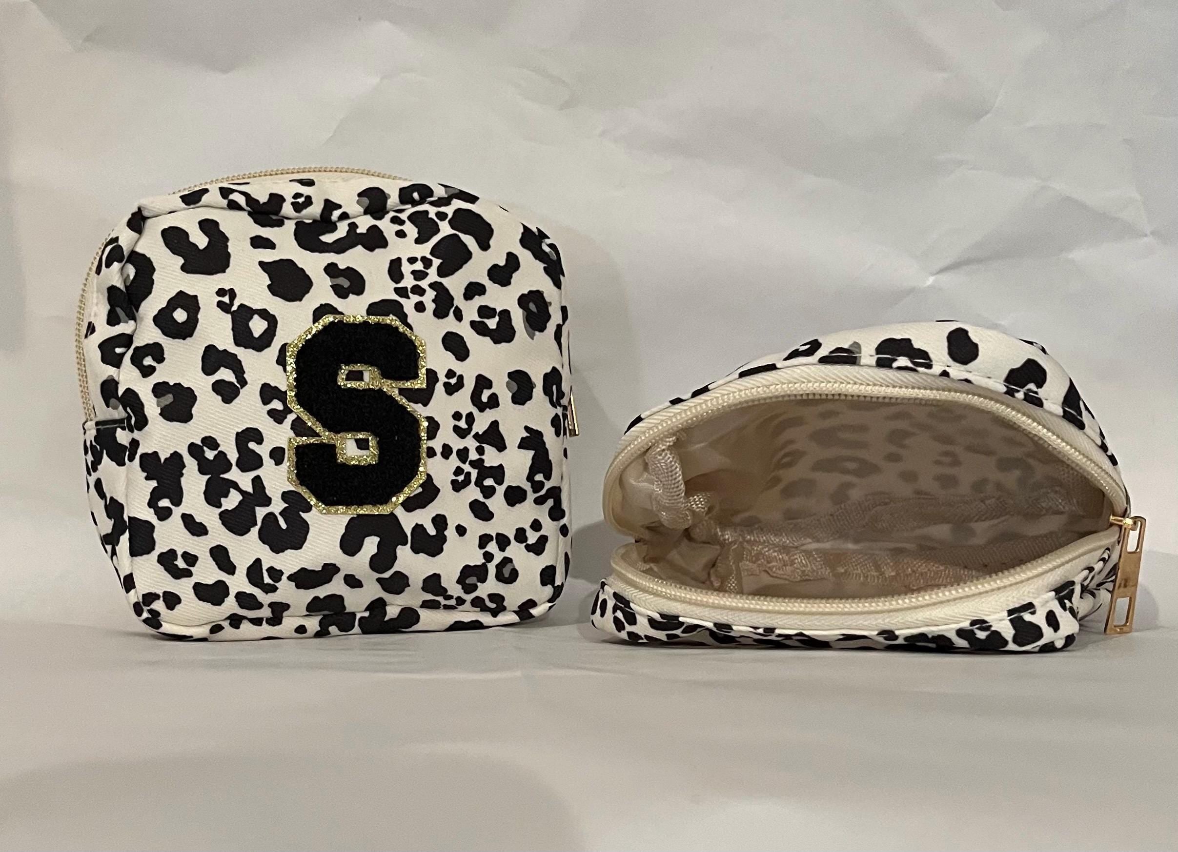 Discreet Period Pouch | Travel Makeup or Tampon Bag | Compact Hygiene Organizer with Chenille Letter