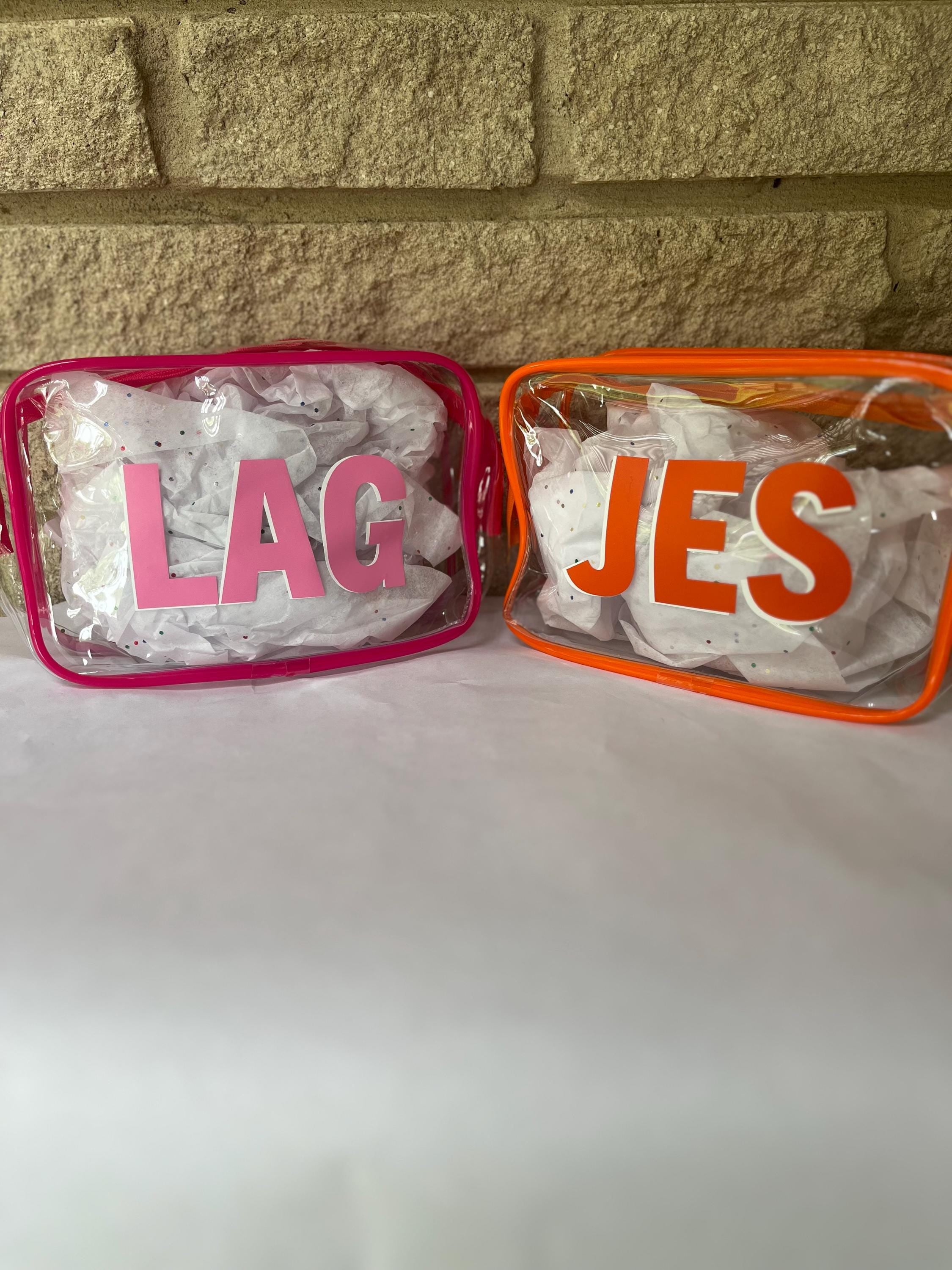 Personalized Clear Makeup Bag: Shadow Monogram TSA Toiletry Bag