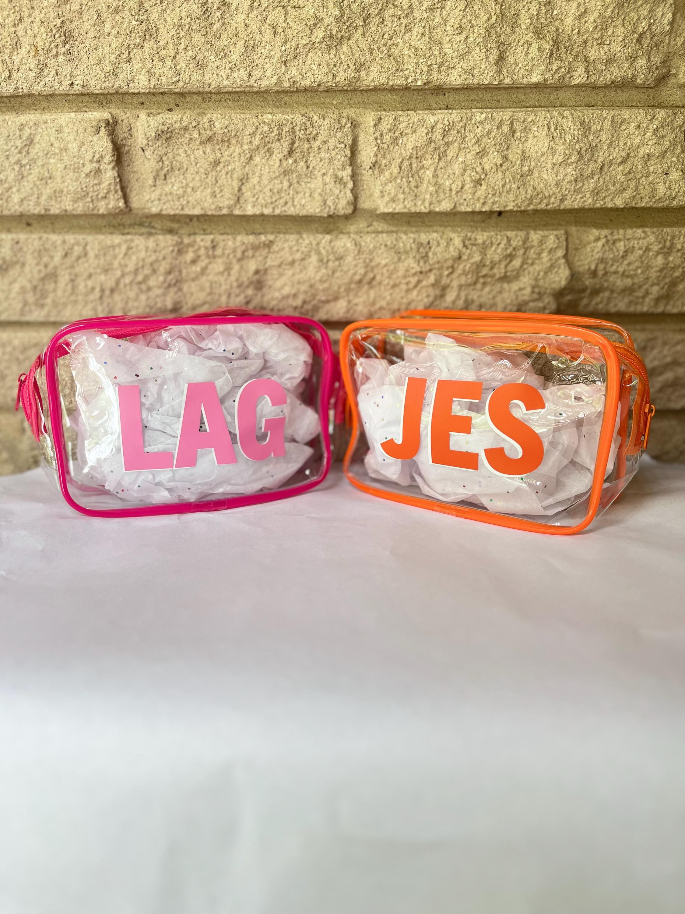 Personalized Clear Makeup Bag: Shadow Monogram TSA Toiletry Bag