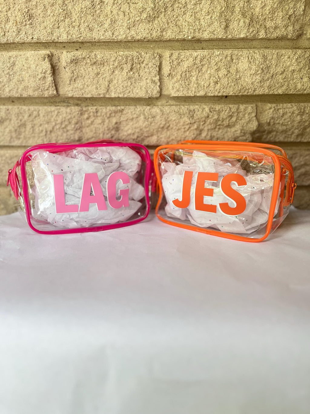 Personalized Clear Makeup Bag: Shadow Monogram TSA Toiletry Bag