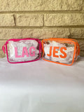 Personalized Clear Makeup Bag: Shadow Monogram TSA Toiletry Bag