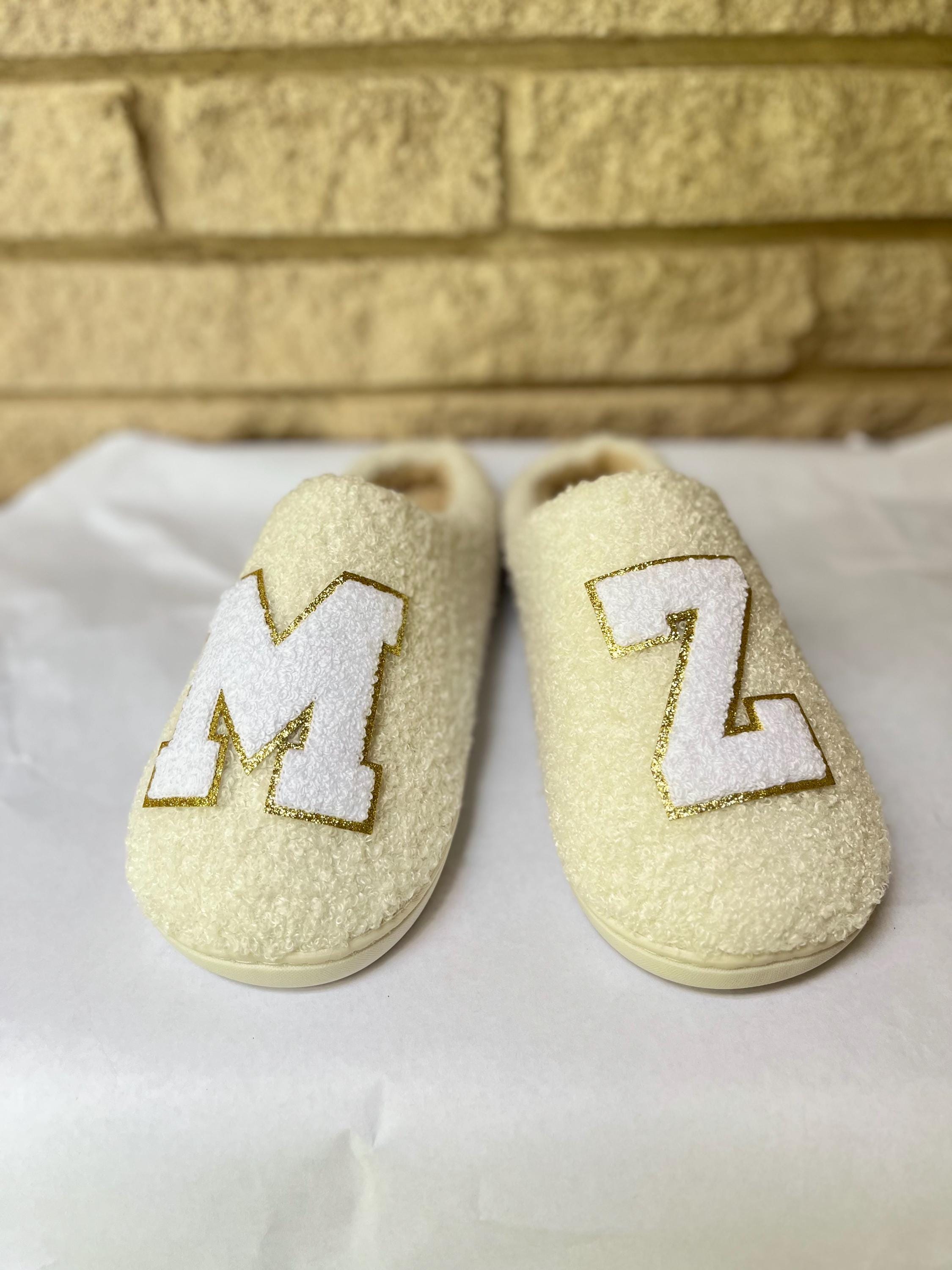 Personalized Fuzzy Slippers: Chenille Initial Gift