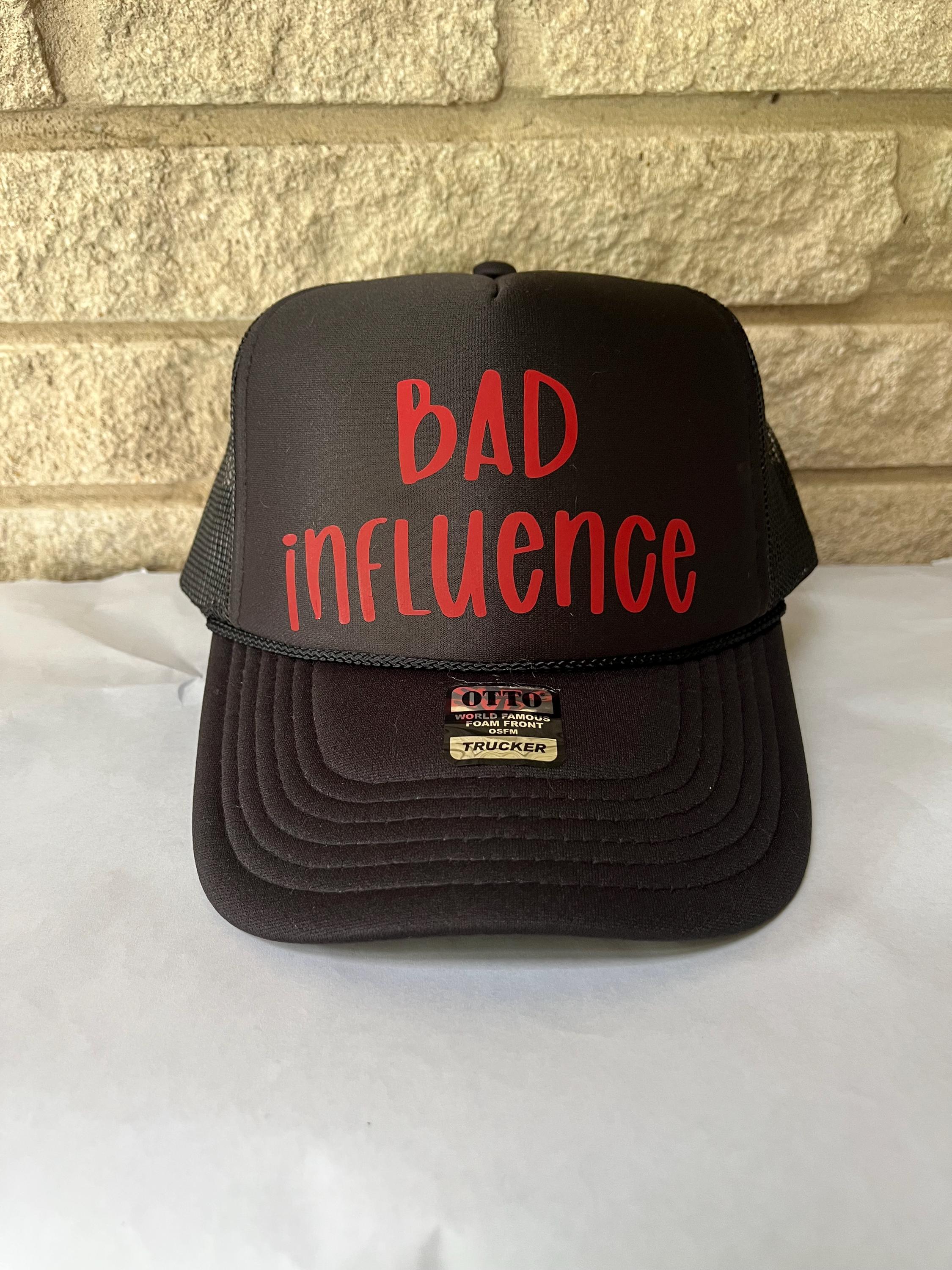 Bad Influence Trucker Hat: Funny Party Snapback