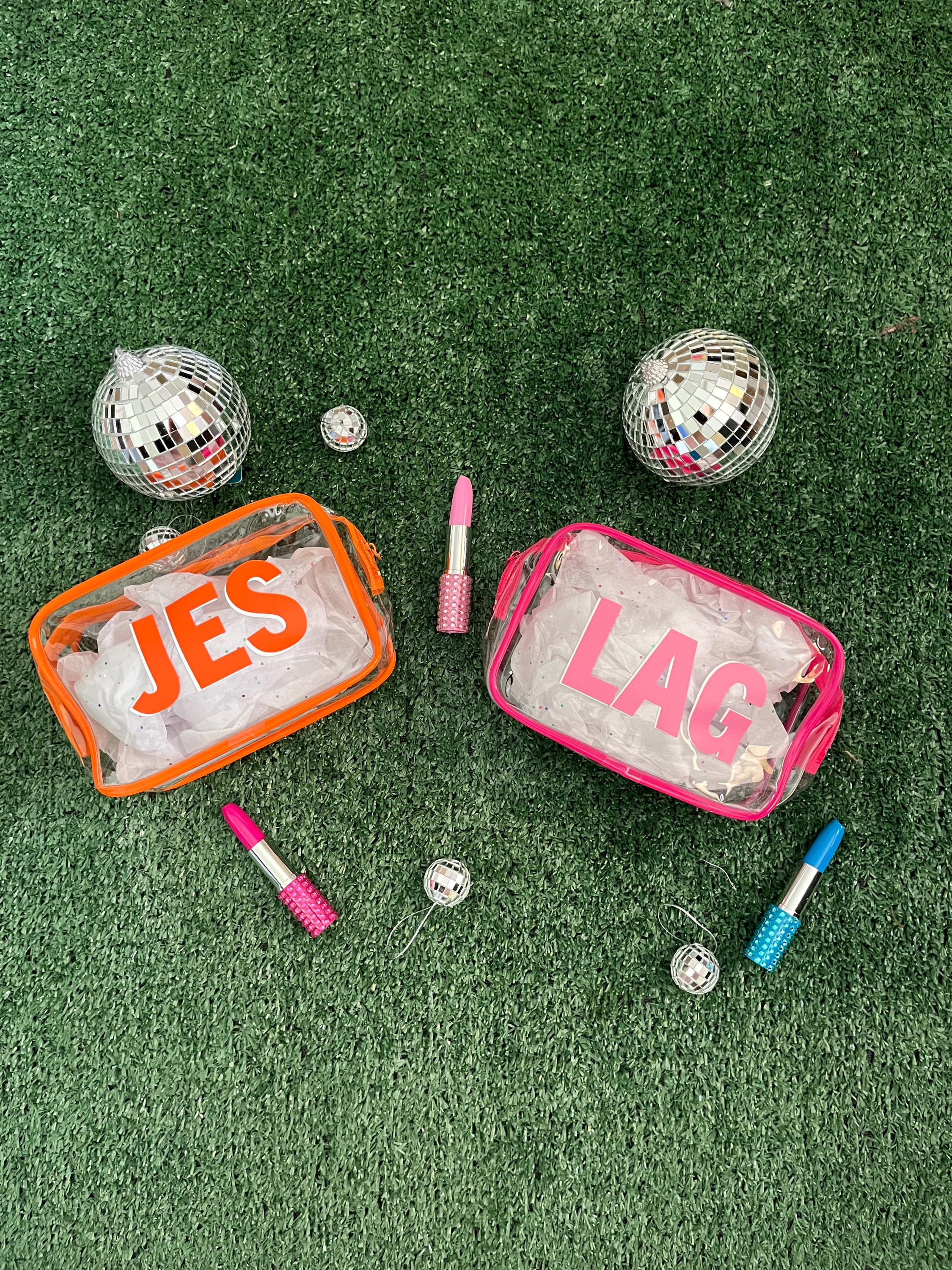 Personalized Clear Makeup Bag: Shadow Monogram TSA Toiletry Bag