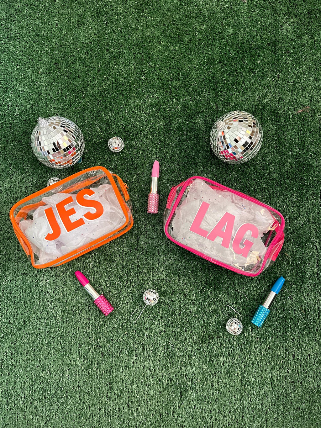 Personalized Clear Makeup Bag: Shadow Monogram TSA Toiletry Bag