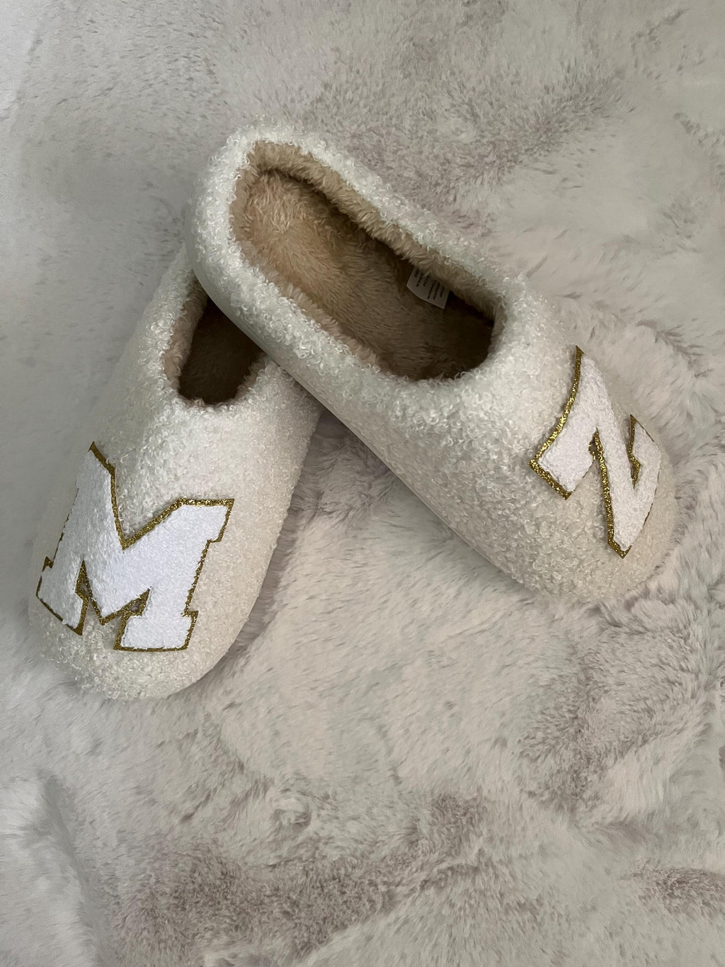 Personalized Fuzzy Slippers: Chenille Initial Gift