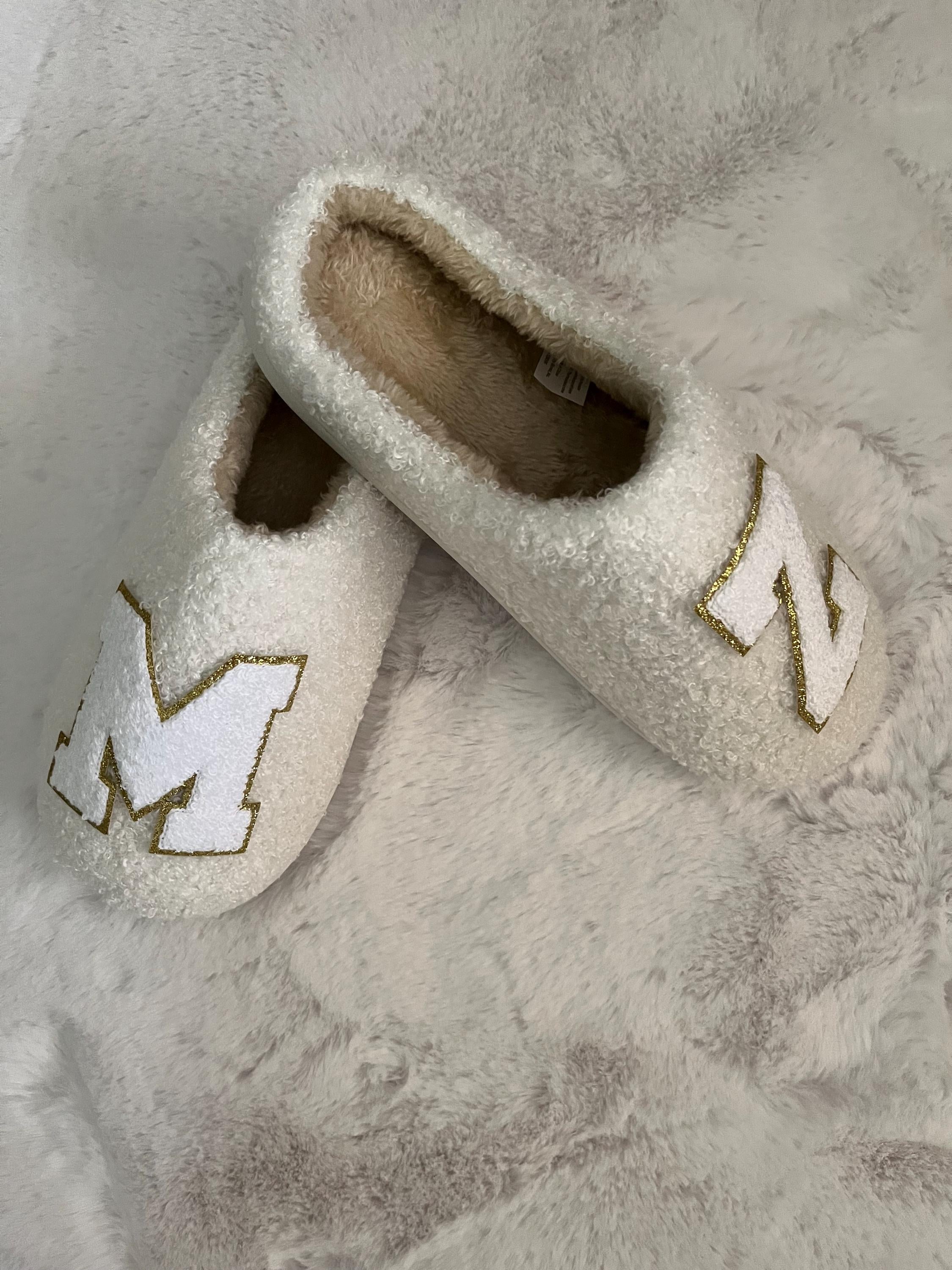 Personalized Fuzzy Slippers: Chenille Initial Gift
