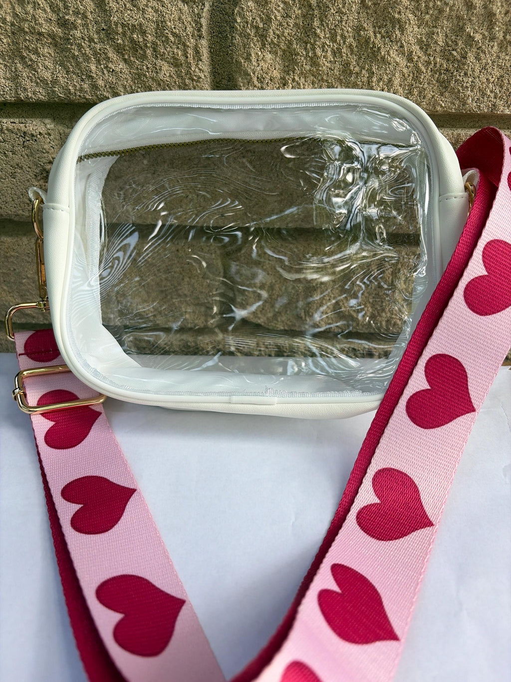 Clear Stadium Bag Crossbody | Game Day Concert Festival Clear Purse | Stadium Approved Clear Vinyl Security Bag | Cute Outfit