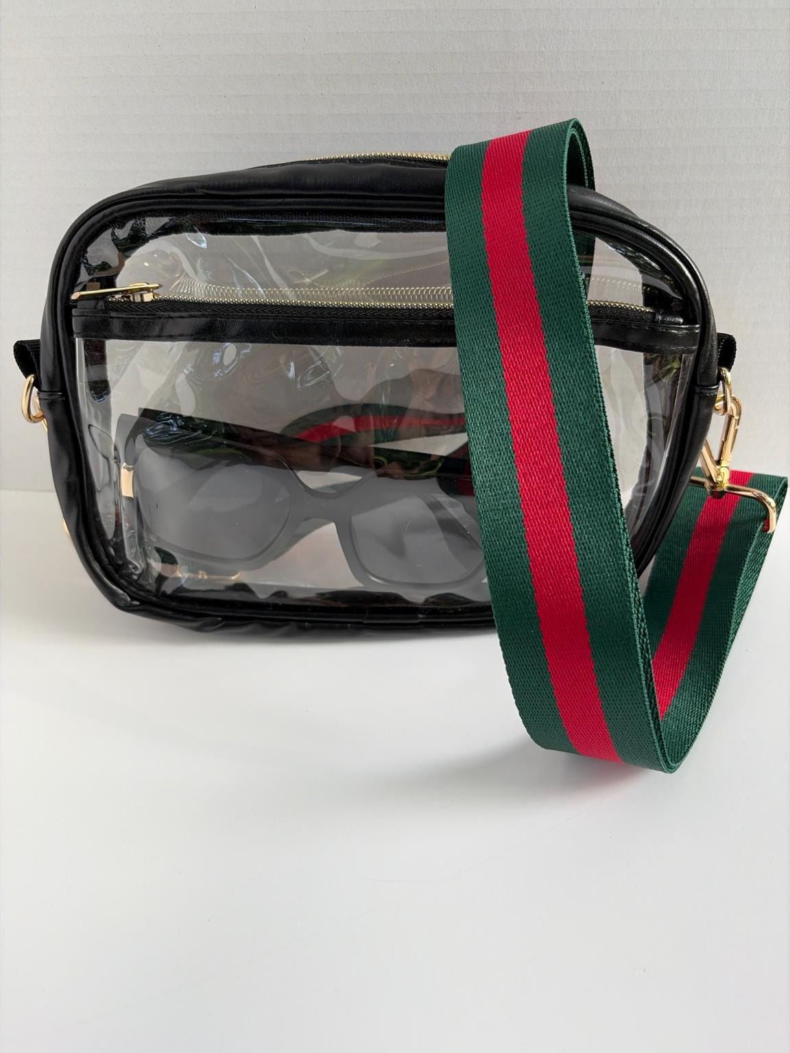 Clear Stadium Bag Crossbody | Game Day Concert Festival Clear Purse | Stadium Approved Clear Vinyl Security Bag | Cute Outfit
