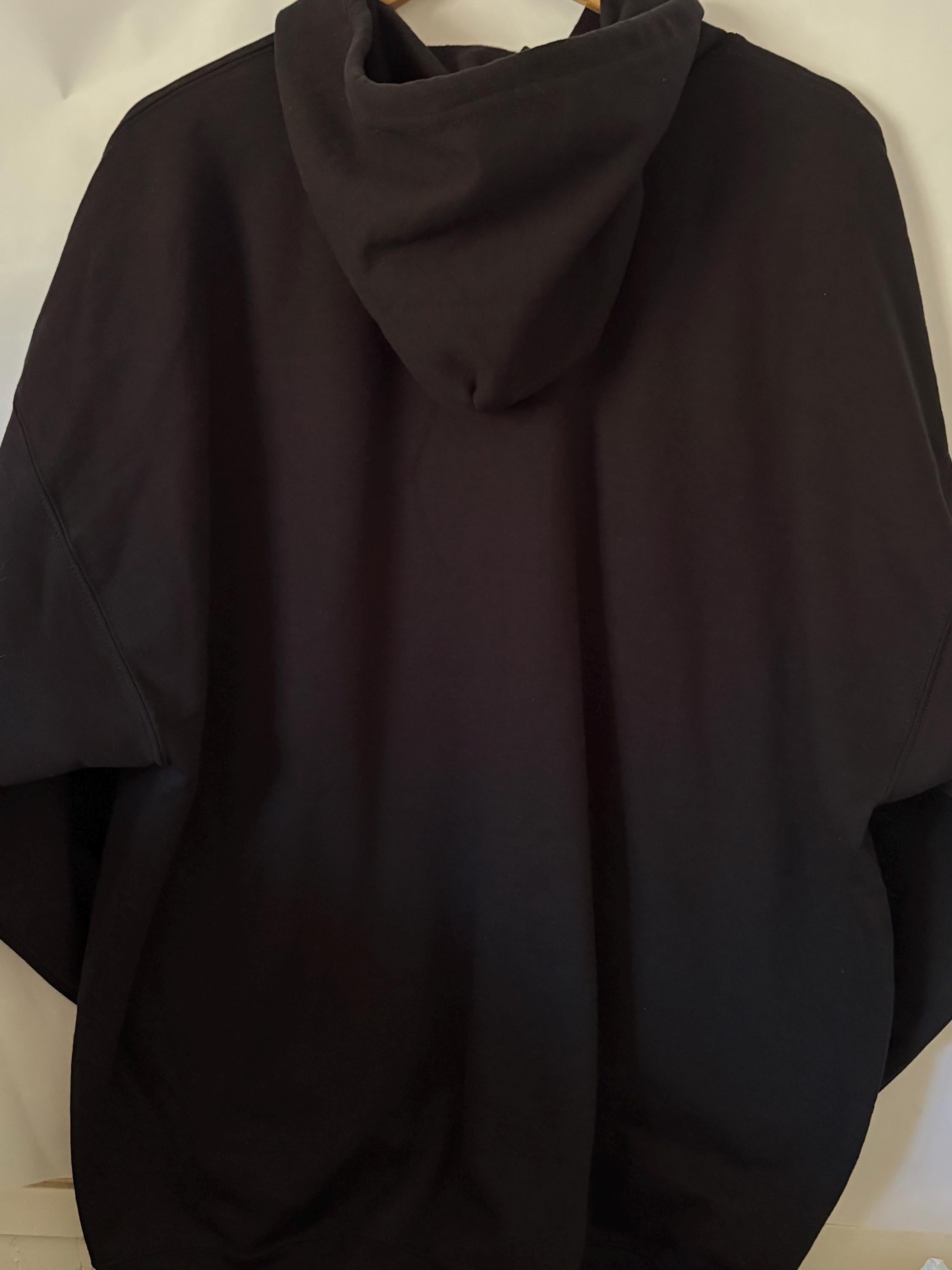 Cross Zip Up Hoodie: Black Cotton Blend Sweatshirt