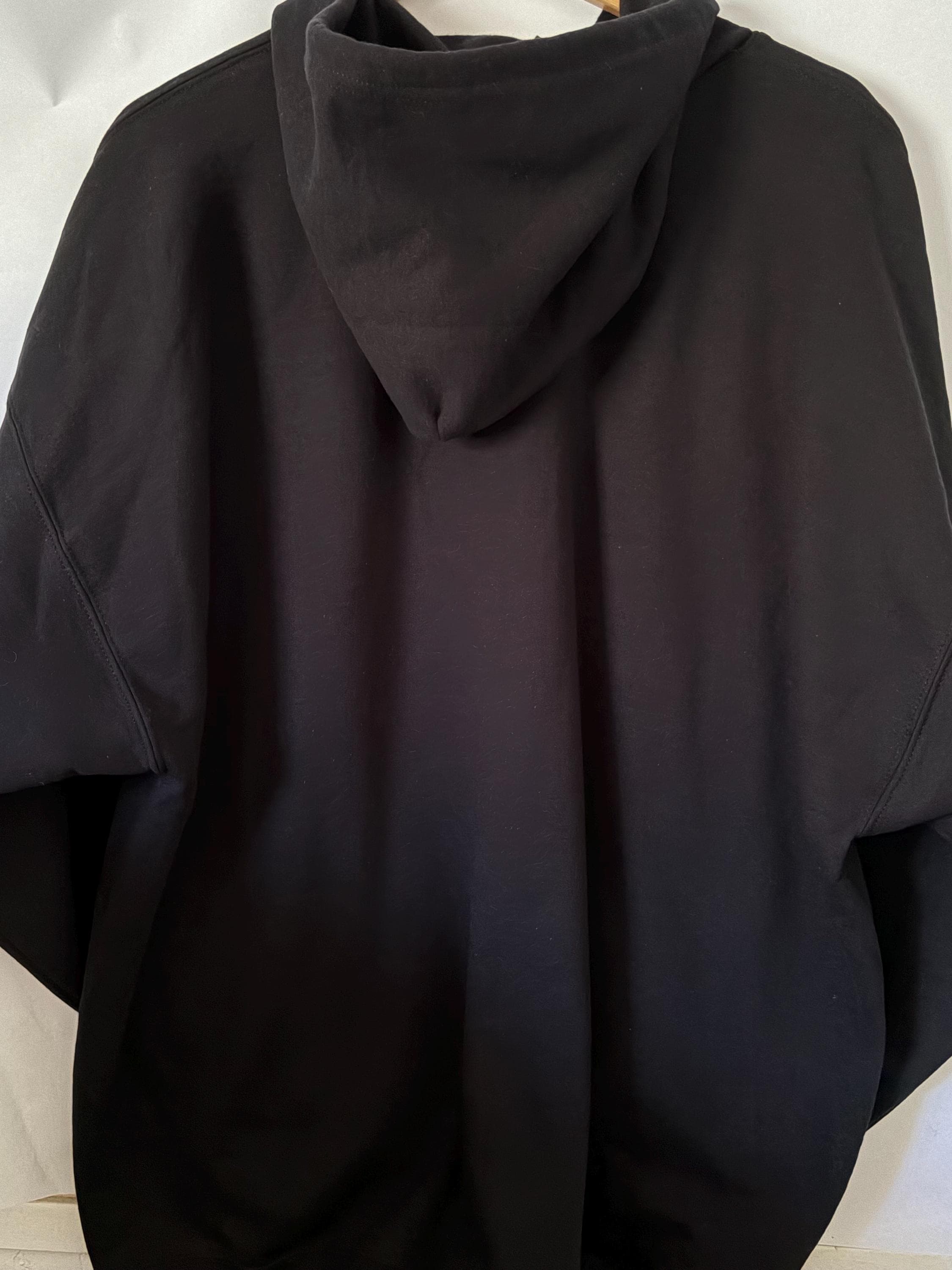 Cross Zip Up Hoodie: Black Cotton Blend Sweatshirt