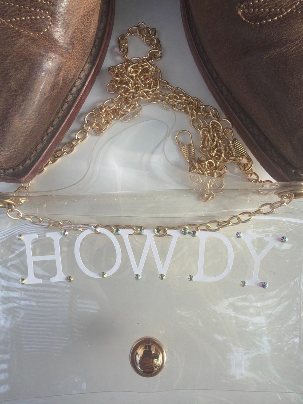 HOWDY Clear Stadium Bag | Western Clear Purse | Country Concert Bag | Cowgirl Stadium Approved Crossbody Bag | Rodeo Game Day