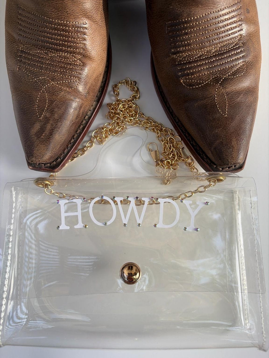 HOWDY Clear Stadium Bag | Western Clear Purse | Country Concert Bag | Cowgirl Stadium Approved Crossbody Bag | Rodeo Game Day