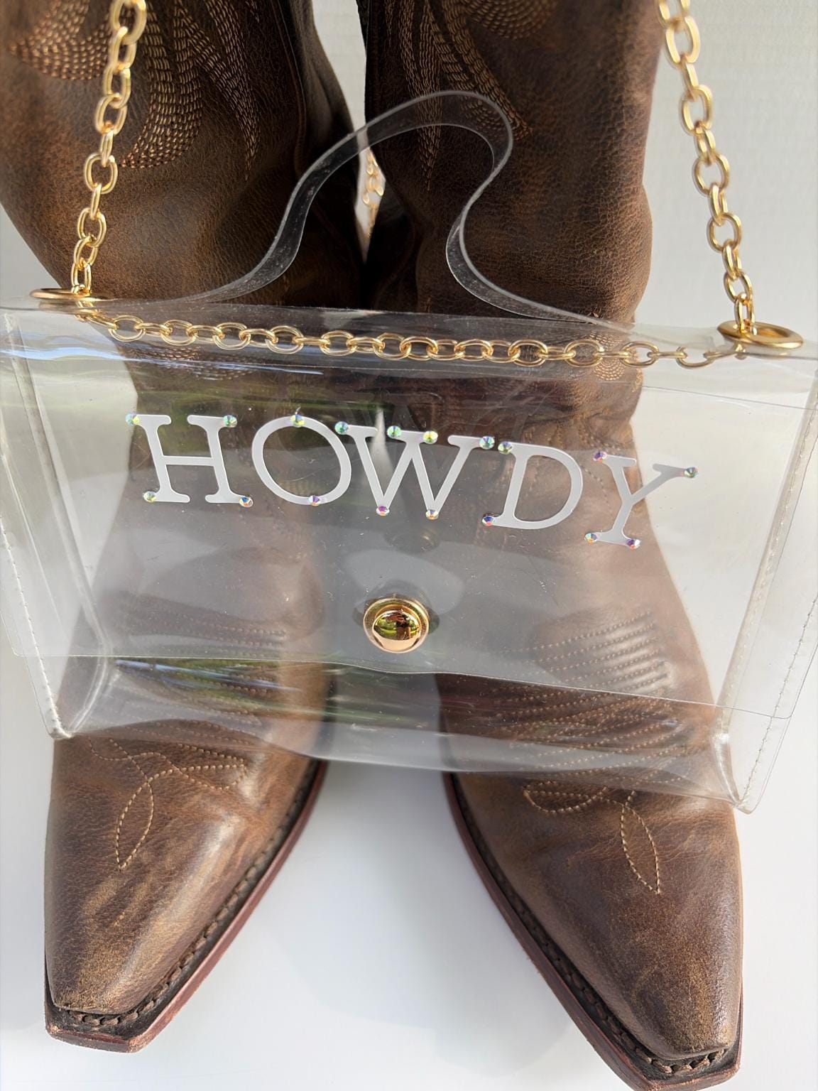 HOWDY Clear Stadium Bag | Western Clear Purse | Country Concert Bag | Cowgirl Stadium Approved Crossbody Bag | Rodeo Game Day