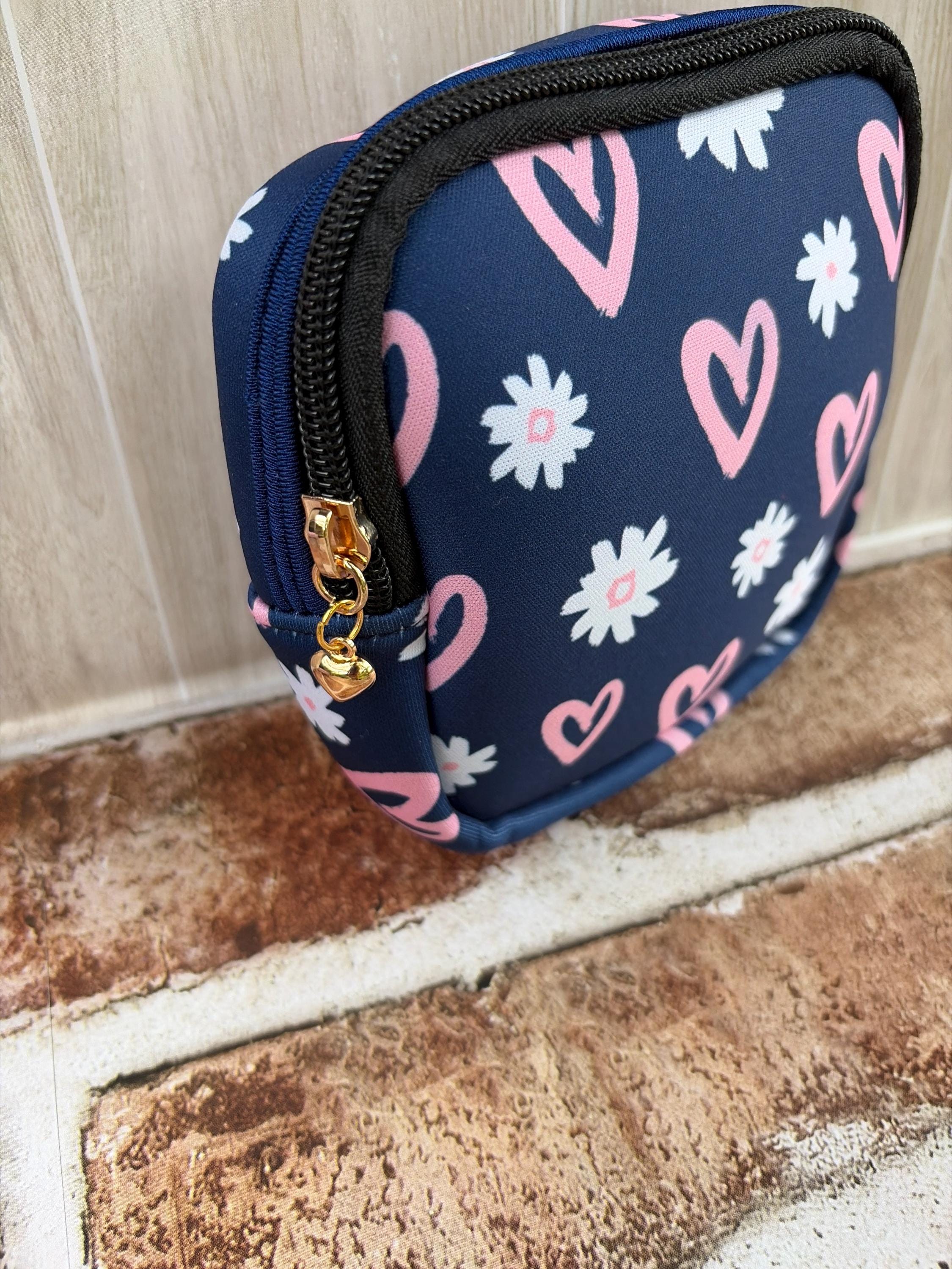 Cute Heart, Daisy Period Pouch for Purse | Feminine Hygiene Bag | Tampon & Pad Holder | Mini Makeup Bag | Gift for Her