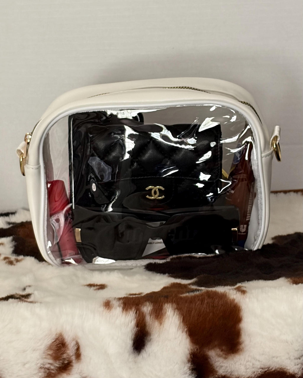 Clear Stadium Bag Crossbody | Game Day Concert Festival Clear Purse | Stadium Approved Clear Vinyl Security Bag | Cute Outfit